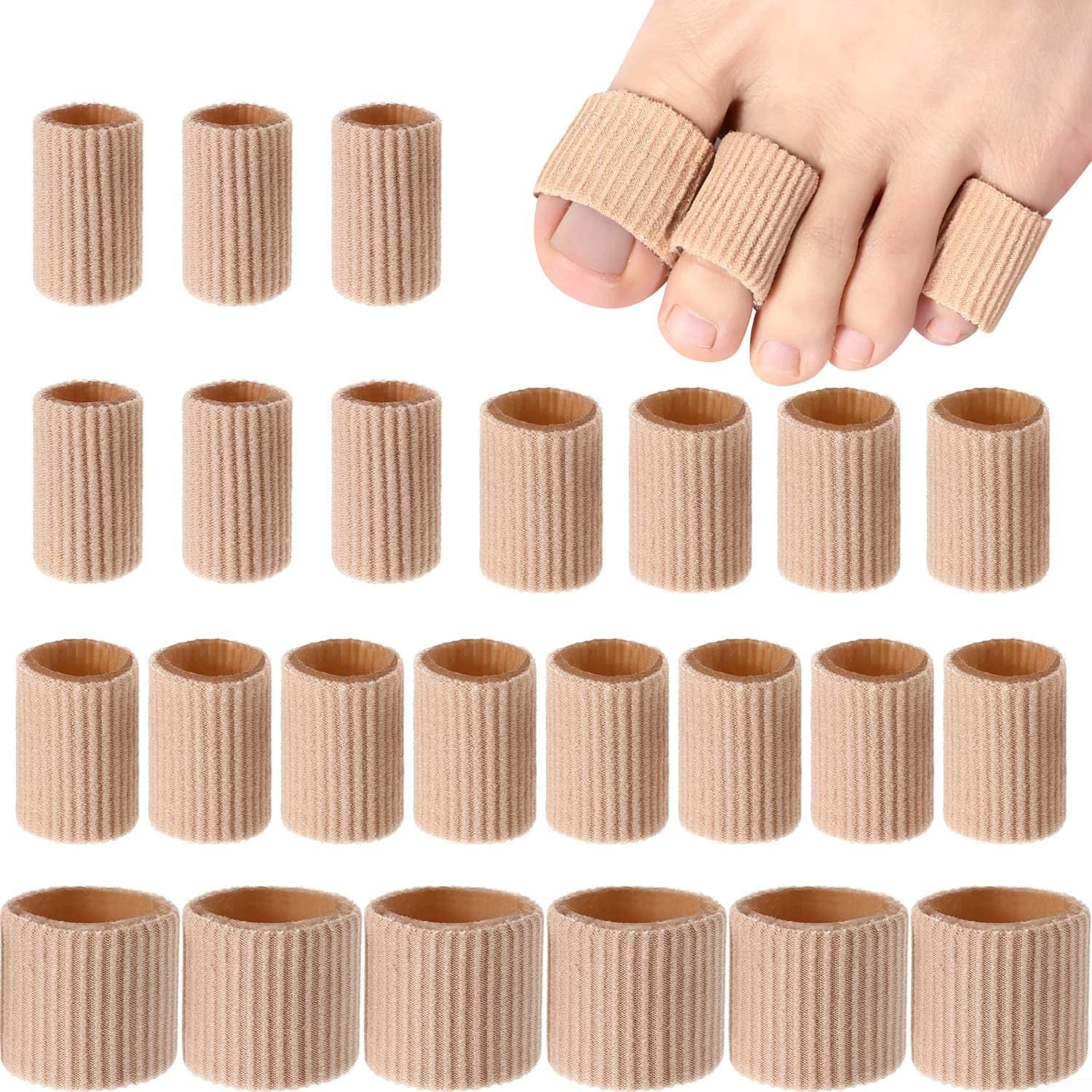 JSSH 24PCS Toe Cushion Tube 0.98 Inches Toe Tubes Toe Tubes Sleeves Protectors Cushions Mixed Size Toe Cushion Tube