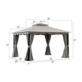 thumbnail image 4 of Sunjoy Dunn 11 ft. x 13 ft. Gray Steel Gazebo with 2-tier Hip Roof, 4 of 17