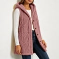 thumbnail image 5 of Jsaierl Women's Cable Knit Hooded Long Vest Button Down Sleeveless Cardigan Cozy Fall Winter Layering Outwear, 5 of 10