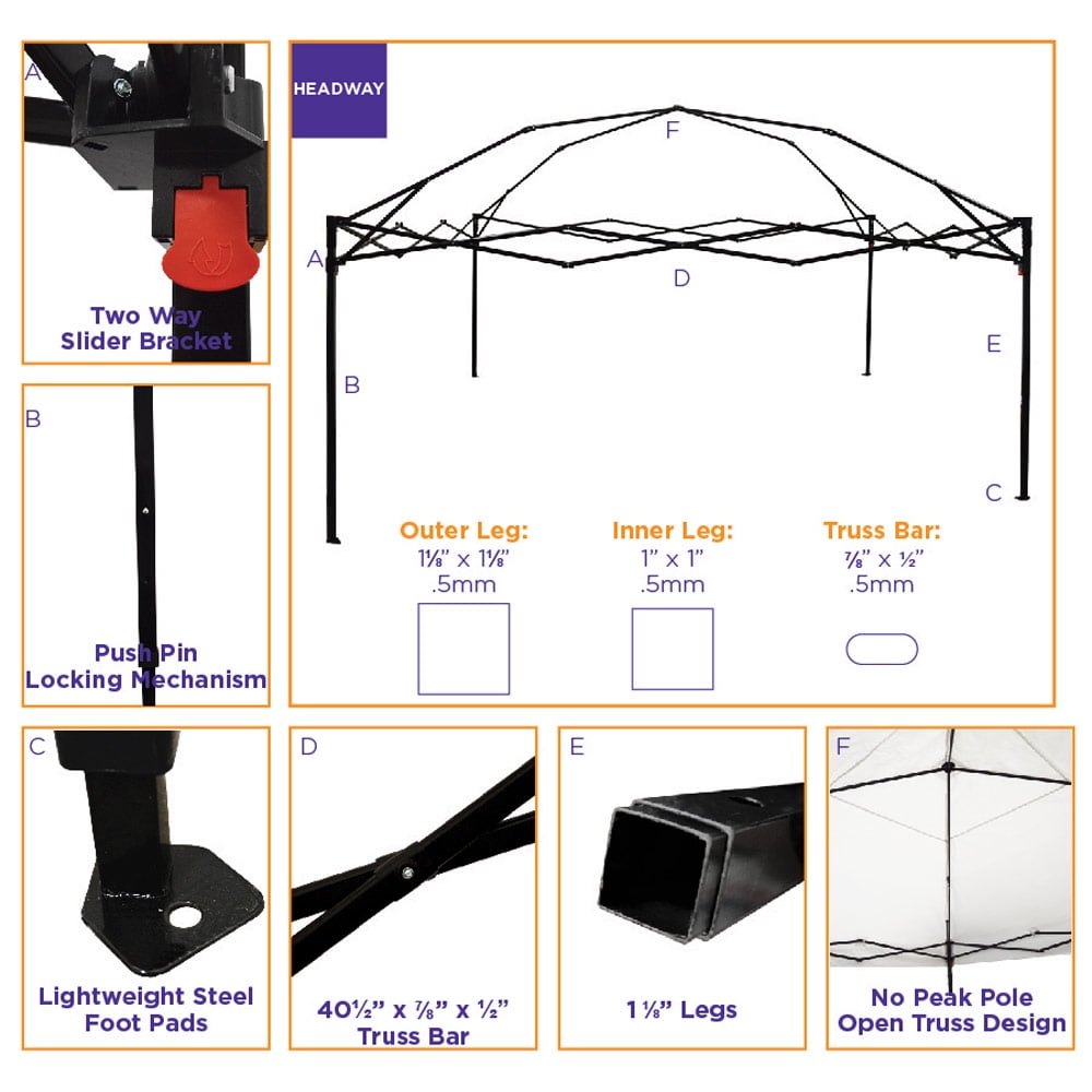 Impact Canopy 10 x 10 Head Way Gazebo Top, Instant Pop Up Canopy Tent, Kelly Green