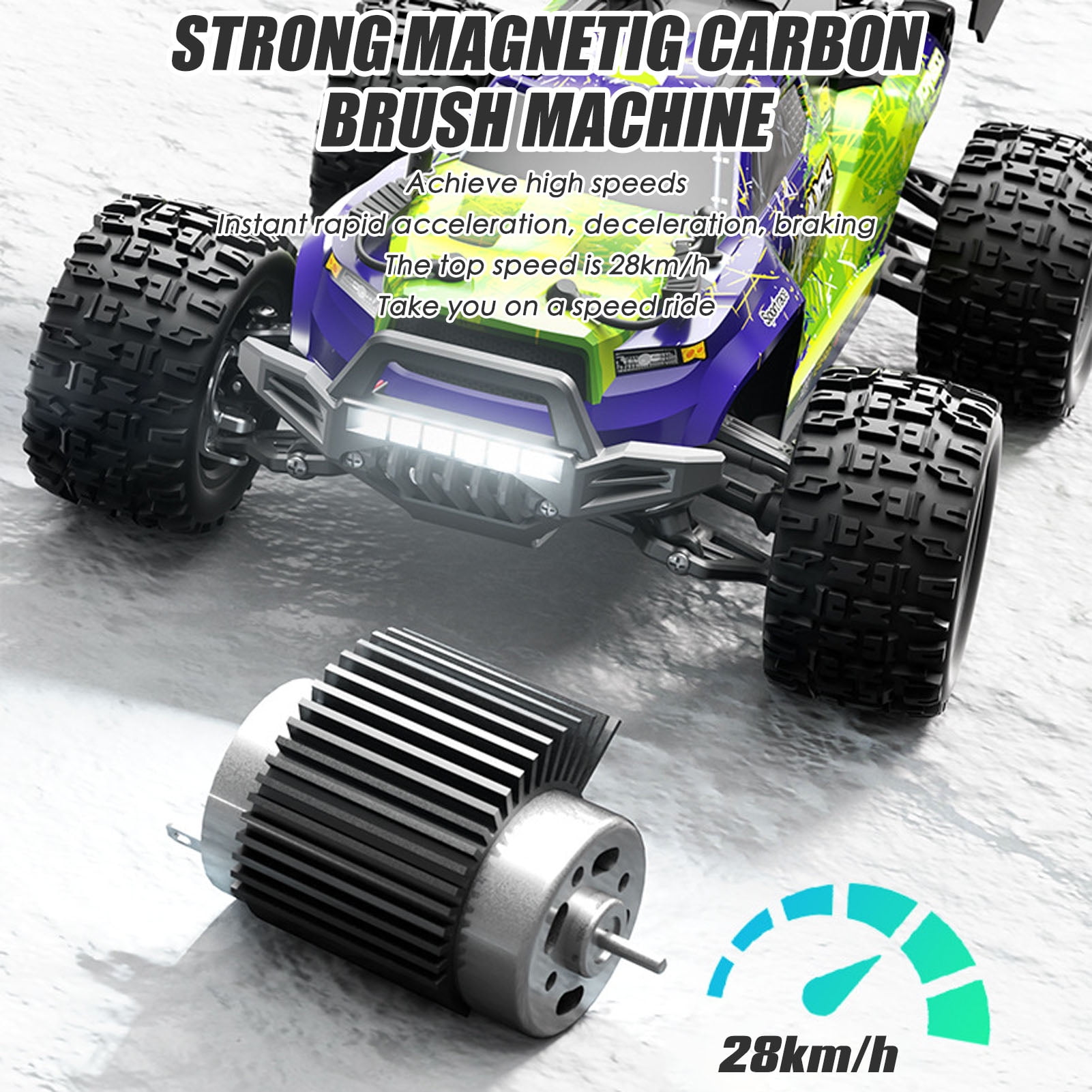 Control Remote Control Car 1:18 Scale 28 KM/H High Speed Vehicle 4WD All Terrains Crawler Car With LED Headlights