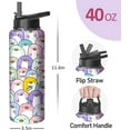 thumbnail image 2 of 40oz Penguin Water Bottle with Handle and Flip Straw, Animal Sports Stainless Steel Insulated Cup Travel Coffee Mug Tumbler, Birthday Mothers Day Chritmas Gifts for Women, 2 of 6