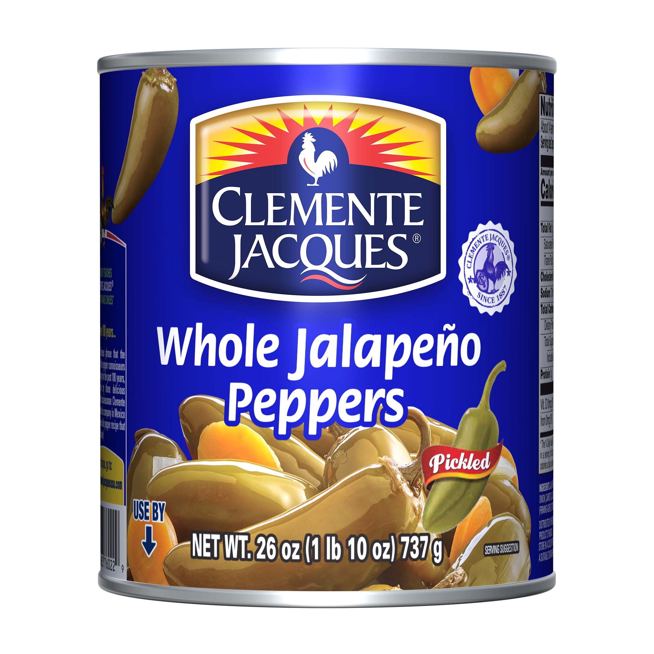 (2 pack) Clemente Jacques Whole Pickled Jalapeño Peppers, 26 oz Can