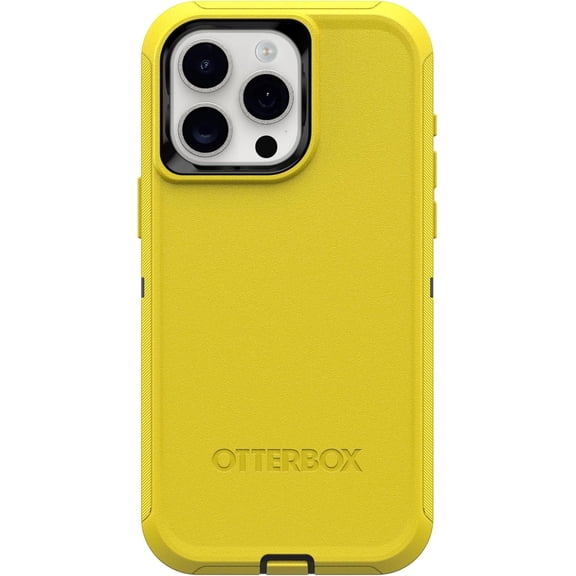OtterBox iPhone 15 Pro Max (Only) - Defender Series Case - Night Reverse (Yellow & Black) - Case Only - Screenless - Rugged & Durable - with Port Protection - Non-Retail Packaging