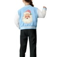 thumbnail image 5 of Staki Kids Varsity Jacket Girls Christmas Baseball Jacket – Kids Printed Varsity Bomber Jacket with Pockets(Light Blue,9-10 Years), 5 of 7