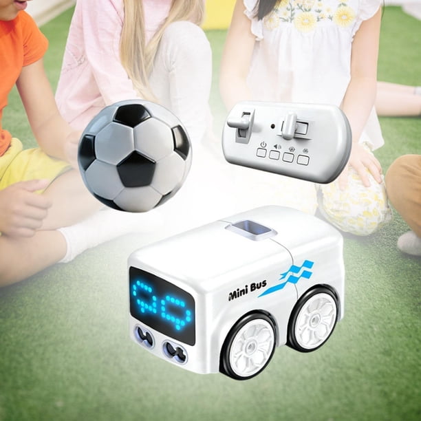 Mini autobús RC, juguete educativo, pista musical para niños y niñas, gestos, seguimiento, regalo de cumpleaños, juguete para niños, coche de control Blanco