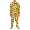 thumbnail image 3 of Sikiie Sunflowers Mens Pajama Set, Soft Warm Long Sleeve Sleepwear, Cozy Button-Down Pjs for Men-Small, 3 of 7