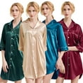 thumbnail image 7 of FLMEI Silk Nightgown for Women Sleep Shirt Short 3/4 Sleeve Sleeve Sleepwear Boyfriend Nightshirt Button down Pajama Dress S-XXL, 7 of 7