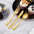thumbnail image 6 of Goodluck 150PCS Gold Plastic Silverware, Gold Utensils Disposable, Plastic Cutlery Set of 50 Forks, 50 Spoons, 50 Knives for Wedding, Party, Birthday, Holidays, 6 of 8