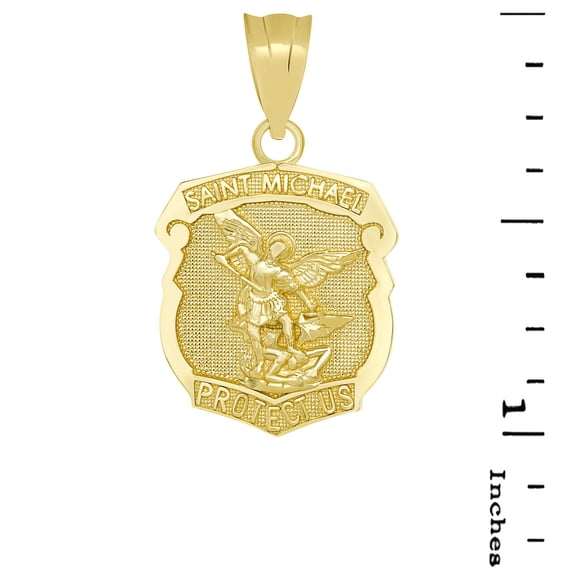 10k Yellow Gold Saint Michael Protect Us Shield Pendant / Necklace (PENDANT ONLY)