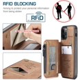 thumbnail image 4 of Casus Leather Wallet Back Zipper Magnetic Flip Cover Card Holder Case for iPhone 12 mini - Brown, 4 of 10