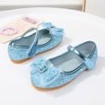 thumbnail image 4 of Quealent Girls Dress Shoes Glitter Princess Shoe Flower Mary Jane Low Heels Party Wedding Prom Footwear for Toddler Kids Blue for Size 12.5, 4 of 8