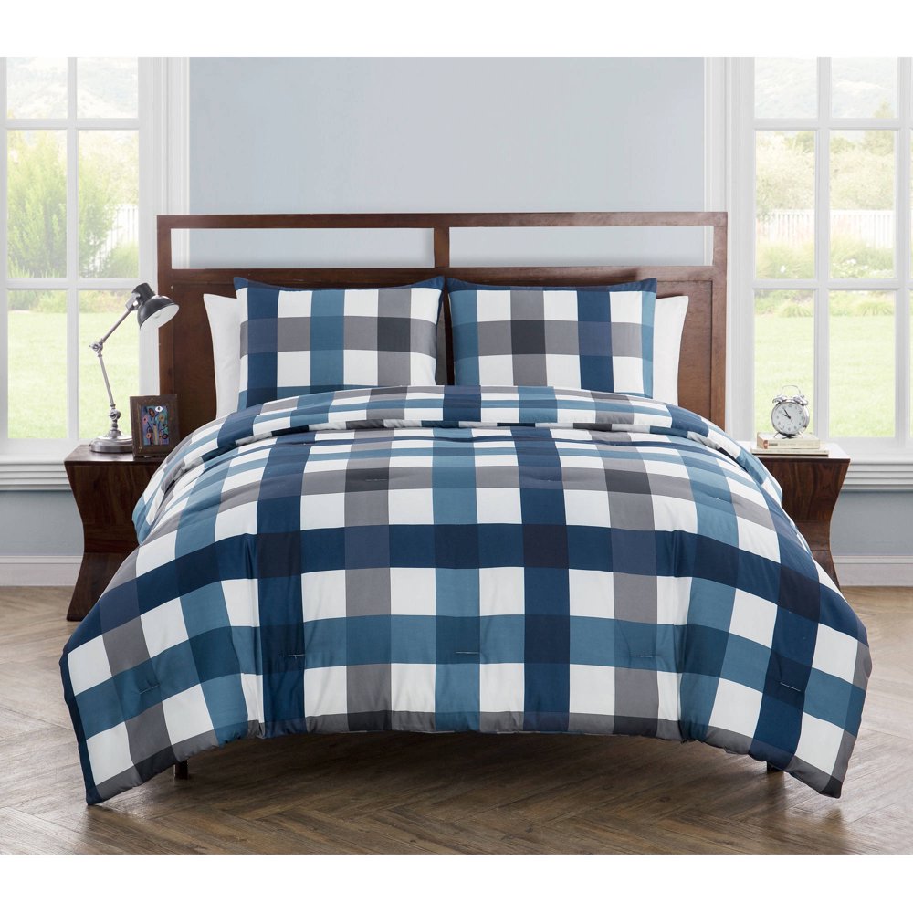 VCNY Home Bradley Gingham Printed Bedding Comforter Set, Shams Included