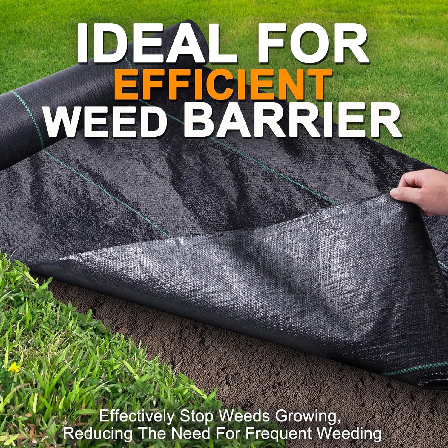 Garden Weed Barrier Landscape 2FT x 50FT, Premium Weed Control Garden Cloth, Durable Woven Geotextile , Mulch Breathable Ground Cover for Landscaping Weed Blocker Garden Bed