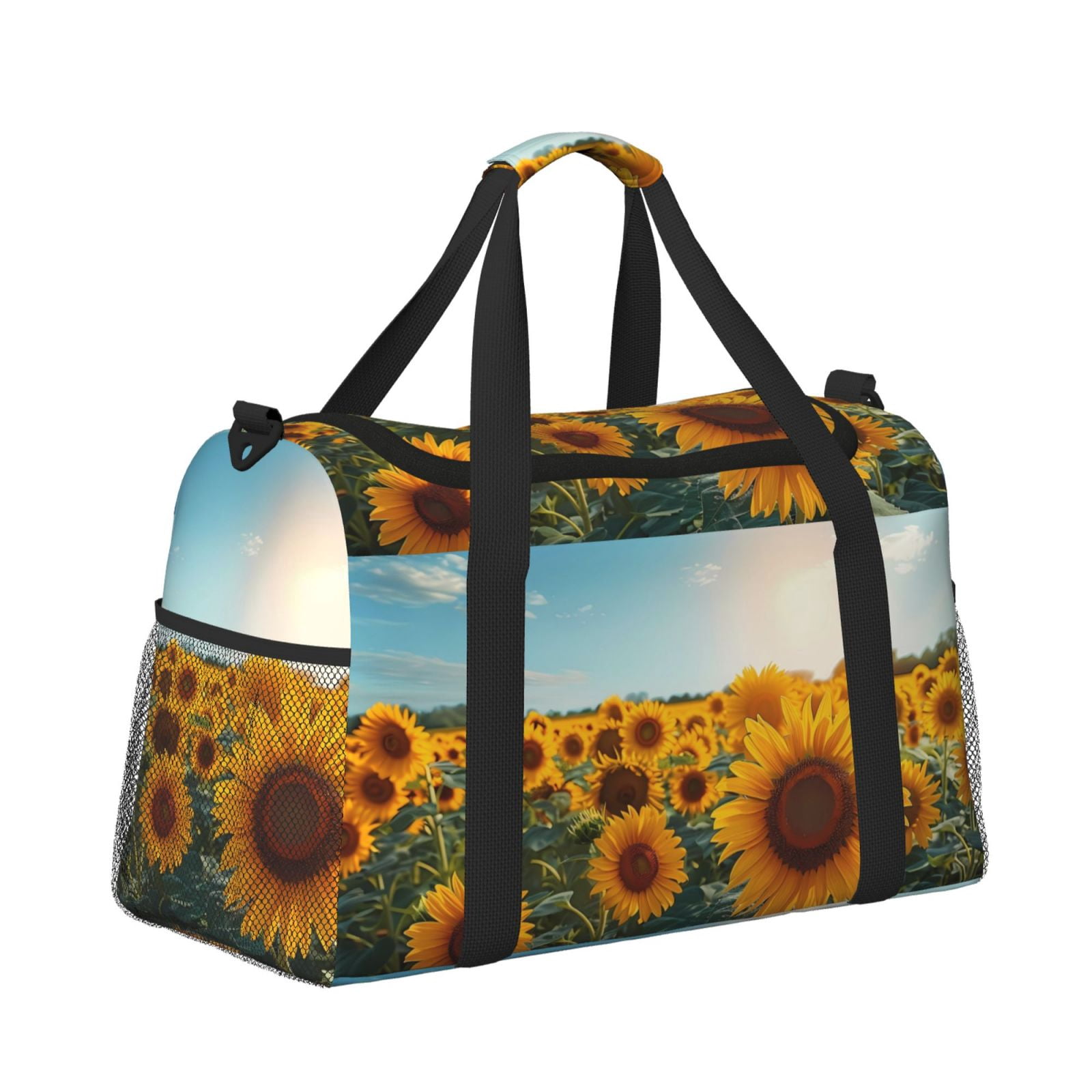 Fuzoiu Sunlit Sunflower Field Print Travel Duffle Bag,Carry On Tote Bags,Duffel Bag,Sport Gym Bag, Hospital Bag for Labor and Delivery, Overnight Bag,Luggage Bag