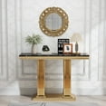 thumbnail image 5 of 47" Modern Faux Marble Console Table, Rectangular Top & Pillar Stainless Steel Base, Narrow Entryway Table for Entrance, Hallway, Foyer, or Living Room, 5 of 5