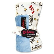 Angle View: Dr. Seuss Cat in the Hat Blue Framed Baby Blanket
