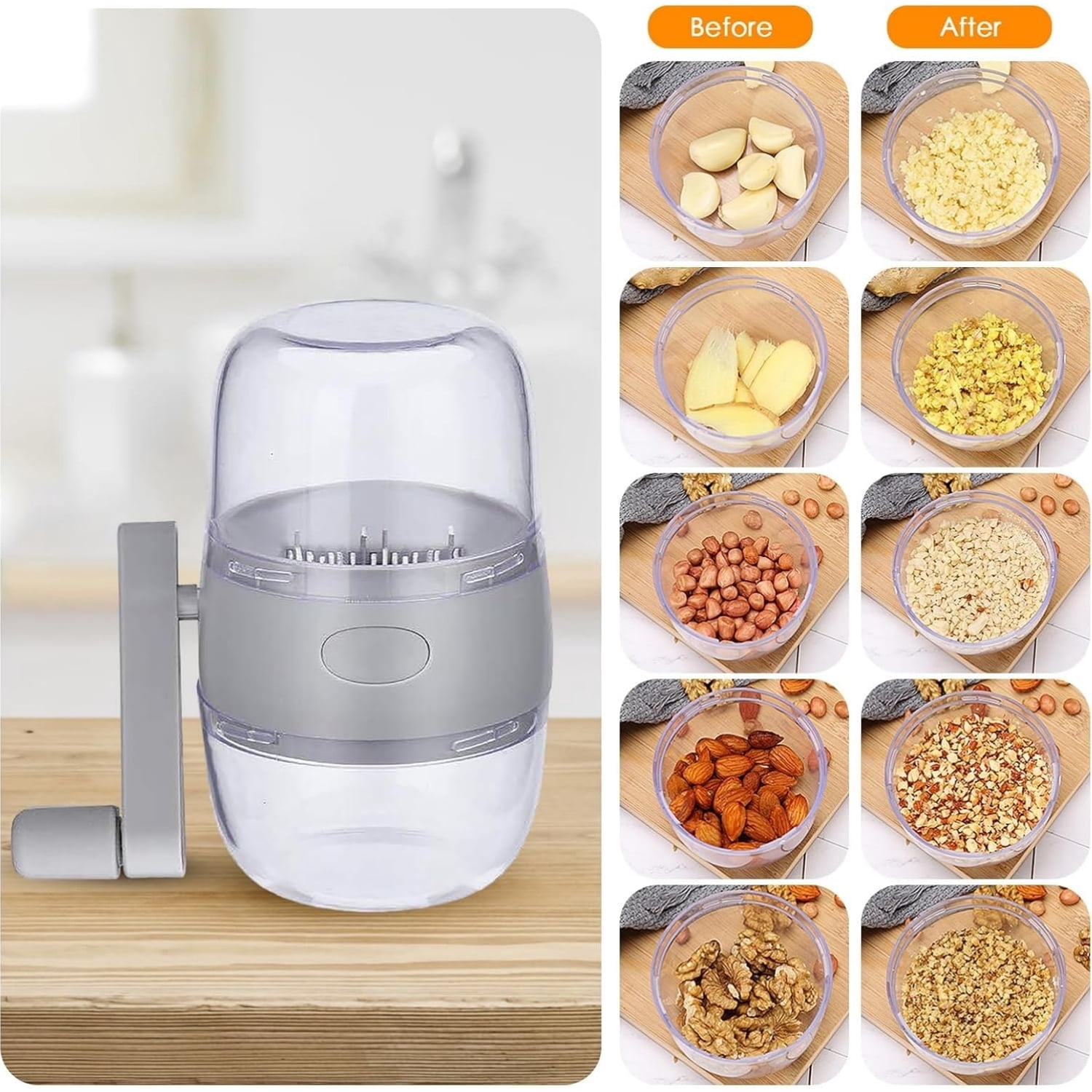 Topboutique Manual Nut Grinder,2 Pcs Nut Chopper,Hand Crank Peanut Grinder Dried Fruit Crusher,Food Chopper Garlic Cutter for Kitchen
