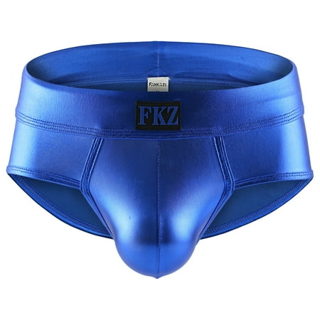 

AnuirheiH Imitation Leather Ice Silk Sexy Boxer Briefs Men s Lingerie Low Waist Boxer Briefs 4$ off 2nd item