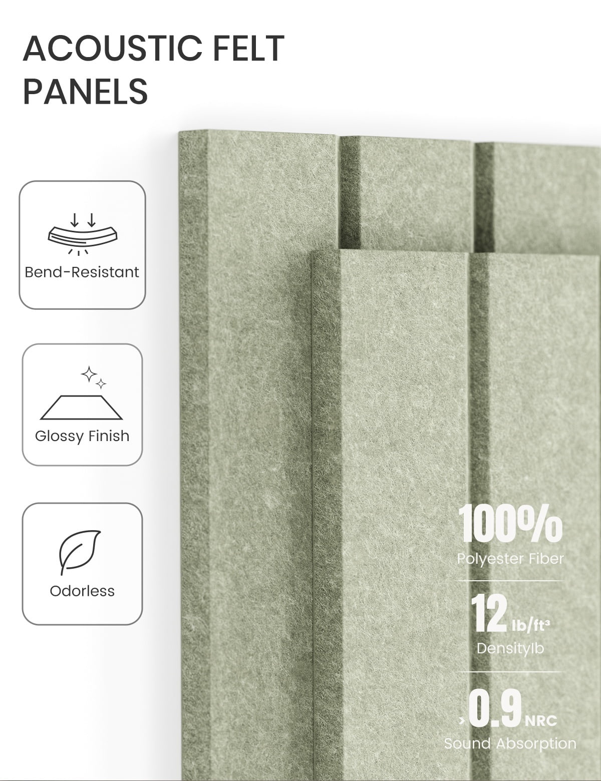 Fluxynara Felt Bulletin Board 36" x 24" Cork Board Alternative-6 Pack with 40 Safe Removable Adhesive Tabs, Cork Boards for Walls Cork Board for Home Office Classroom Pin Board - Sage Green