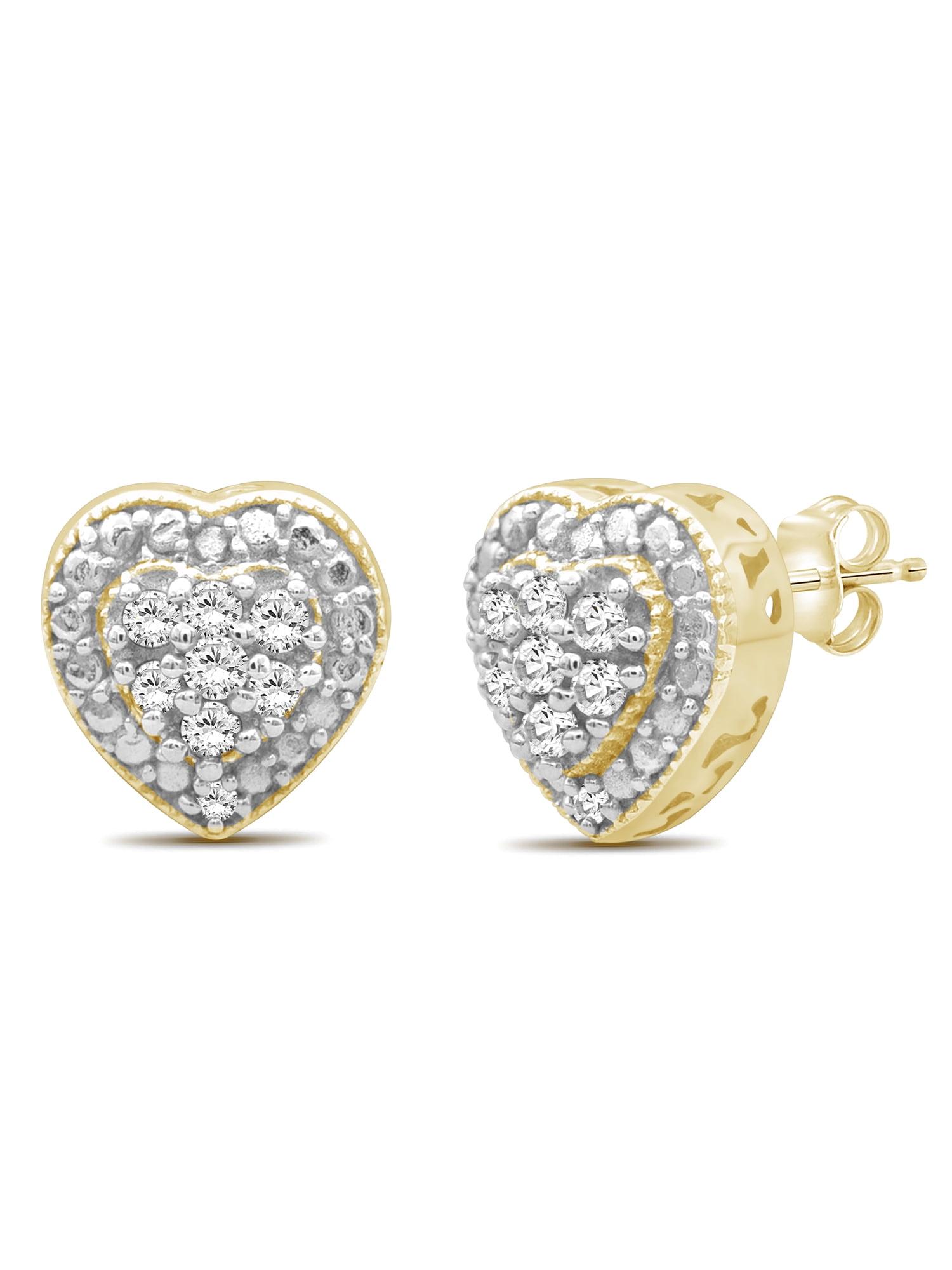 JewelersClub 1/3 Carat T.W. White Diamond 14k Gold Over Silver 3 Piece Heart Jewelry Set