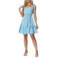 thumbnail image 4 of INSPIRE CHIC Women's Dress Smocked Waist Tie Strap Sleeveless A-Line Sundress S Light Blue, 4 of 5