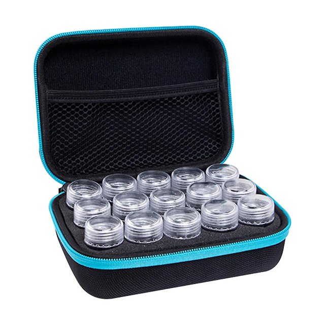 White Caja de almacenamiento de arte y artesanía de 15 rejillas, accesorios de pintura de bordado de diamantes, tanque de choque colgante