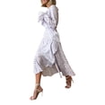 thumbnail image 4 of xiaxaixu Robe d'Été pour Femmes Imprimé Zèbre Manches Longues à Volants Col en V Taille Haute Longueur Moyenne Robe de Soirée, 4 of 8