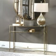 thumbnail image 3 of Allora Modern Mirrored Glass Console Table in Antiqued Gold, 3 of 3