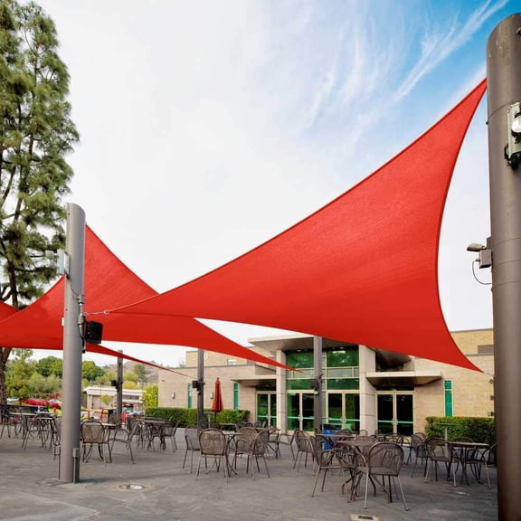 Royal Shade 8' x 8' x 8' Red Triangle Sun Shade Sail Canopy Outdoor Patio Fabric Screen Awning UPF50+ 95% UV Blockage, Heavy Duty, Water & Air Permeable (We Customize)