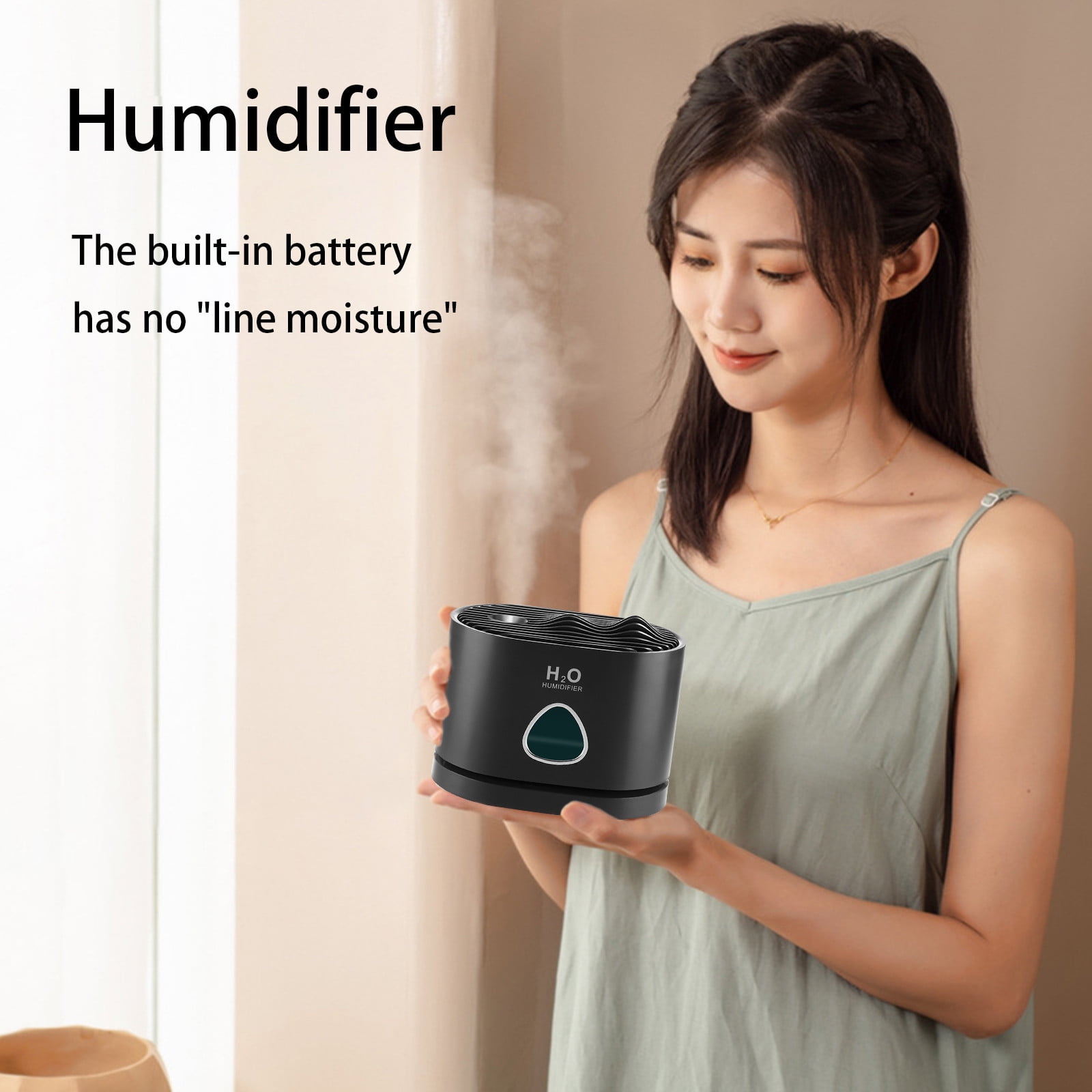 Oggfader Humidifiers for Home Cool Mist Humidifiers For Babies 460ML Quiet And Small Humidifier For Bedroom Nightstand View Space Saving Auto Shut Off With LED Night Light Black