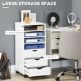 thumbnail image 4 of Vinsetto 3-Drawer Cabinet W/Wheels, White Office Storage Drawer Chest, 4 of 10