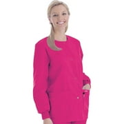 Clearance Landau Women's Crew Neck Warm-Up Solid Scrub Jacket