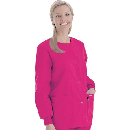 Clearance Landau Women's Crew Neck Warm-Up Solid Scrub Jacket