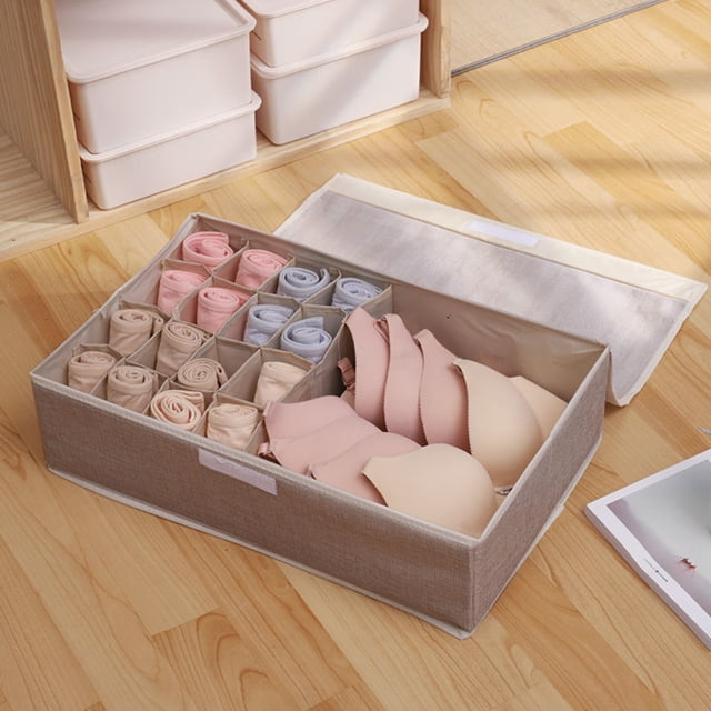 WRXMIJNHGSA Home Textile Storage Under $10 17 Lattice Finishing Box Underwear Underwear Storage Box Bra Socks Foldable Underwear Storage Box Foldable Storage Bag Washable