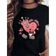 thumbnail image 1 of Camiseta con estampado de corazón de San Valentín, elegante, cuello redondo, informal, manga corta, para mujer, para deportes de ocio, 1 of 6