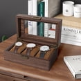 thumbnail image 5 of Uten Wood Watch Box, Watch Storage Case, Watch Organizer with Glass Display Lid for Men, 3 Slots, 5 of 12