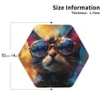 thumbnail image 3 of Pofeuu Cool Cat With Sunglasses Print Leather Coasters Set of 6, Round Cups Mugs Mat Pad for Home Kitchen Heat Resistant Drink Coasters,Hexagon, 3 of 7