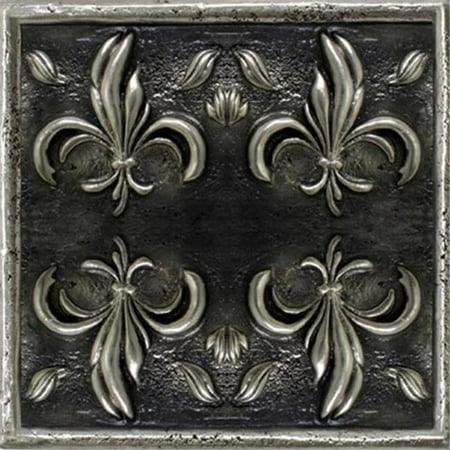 Fleur De Lis Upholstery - Design Tuscany DT-17-517S Mediterranean Fleur De Liz Tile 2, Silver - Pack of 12