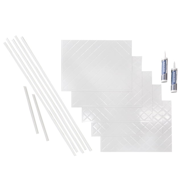 FASÄDE Quilted Decorative Vinyl Backsplash 15 sq ft Kit in Matte White