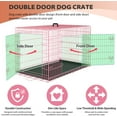 thumbnail image 3 of BestPet Large Dog Crate, 30" Pink, Metal Wire, Double Door, Folding, with Plastic Tray & Handle, 3 of 7