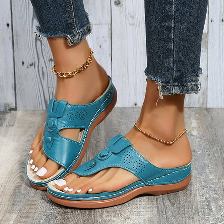 

HIBRO Women Summer Roman Comfy Sandals Flat Bottomed Slip On Clip Toe Flip Flops Sandals With Arch Support Open