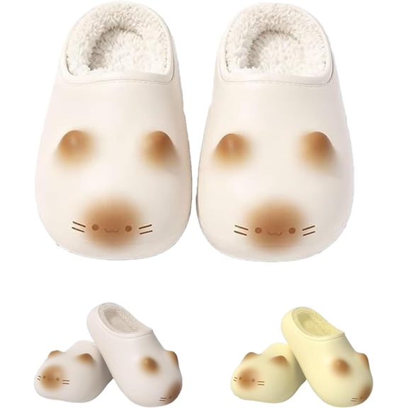 2026 new style cat paw print fluffy plush height-increasing slippers, women's cat paw slippers.