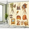 thumbnail image 5 of Ambesonne Vintage Shower Curtain, Retro Old Technology, 69"Wx70"L, Cream and Pale Caramel, 5 of 5