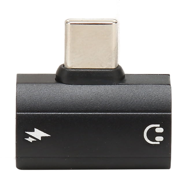 Adaptador de sonido para teléfono negro Tipo C a auriculares y cargador de 3,5 mm Función dual 2 en 1 Adaptador de conector de puerto de carga tipo C PD60W Carga rápida