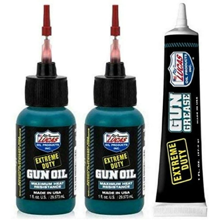 Lucas 1oz Extreme Duty Gun Oil (2) Needle Oiler 10875 & (1) Grease