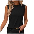 thumbnail image 1 of Top sin mangas de cuello redondo liso de verano para mujer - Corte holgado, mezcla de poliéster - Camiseta sin mangas informal para el día a día, 1 of 5