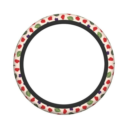 XMXY Car Steering Wheel Cover, Raspberry Leaf Illustration Non-Slip Jeep Truck Universal Elastic Steering Wheel Protector 15 inch
