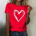 thumbnail image 4 of Hauts pour Femmes Saint-Valentin Manches Courtes Imprimé Cœur Col Rond T-Shirt Décontracté Rouge TTTG, 4 of 6