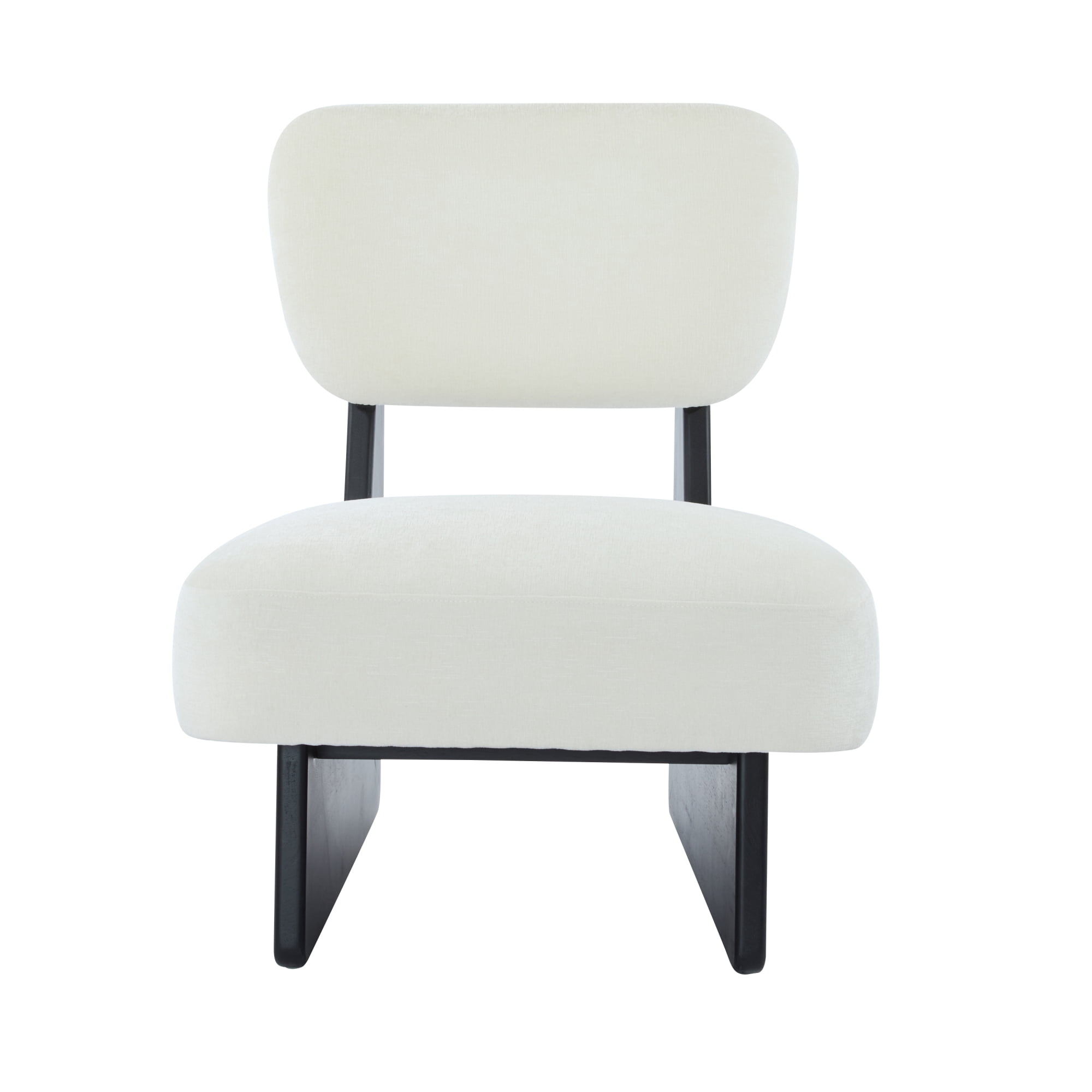 Leumius Set of 2 Modern Lounge Chair with Polyester Upholstery, Sturdy Wood Base With Walnut Finish, Minimalist and Stylish Accent Seating for Living Room Bedroom Office Beige+Black